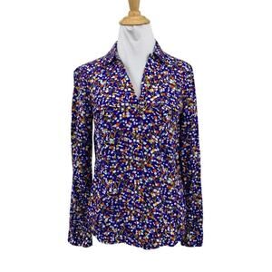 9 of 52 Conversations Blouse Womens 0 Floral Button Up Long Sleeve Anthropologie